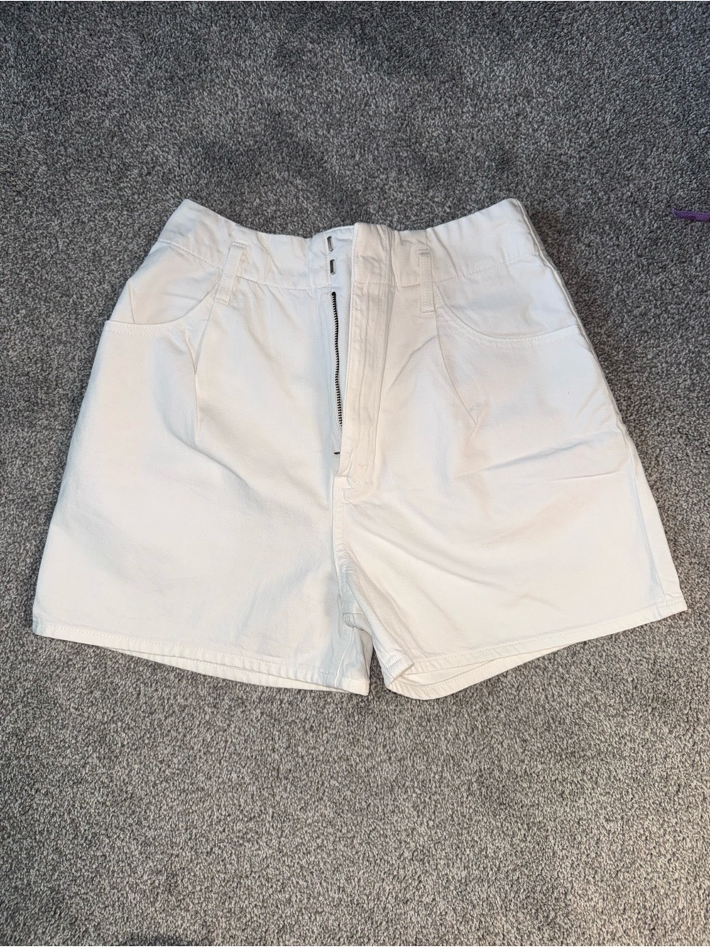 Uniqlo Women's High Waist White Cotton Shorts